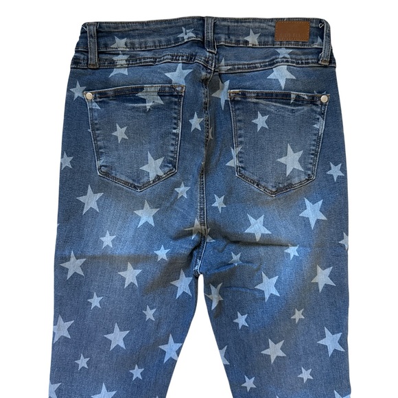 Judy Blue Spangled Super Flare Bell Bottom Jeans Sz 28 High Rise Star Print - Picture 6 of 11